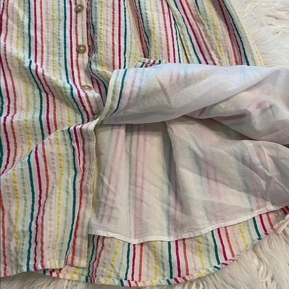 LOFT Colorful Striped Midi Summer Dress bottoms down size 8P brand new - Picture 7 of 12